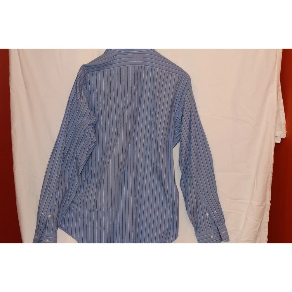 Polo Ralph Lauren Estate Mens Blue White Striped Dress Shirt 15.5 34/35 Cotton